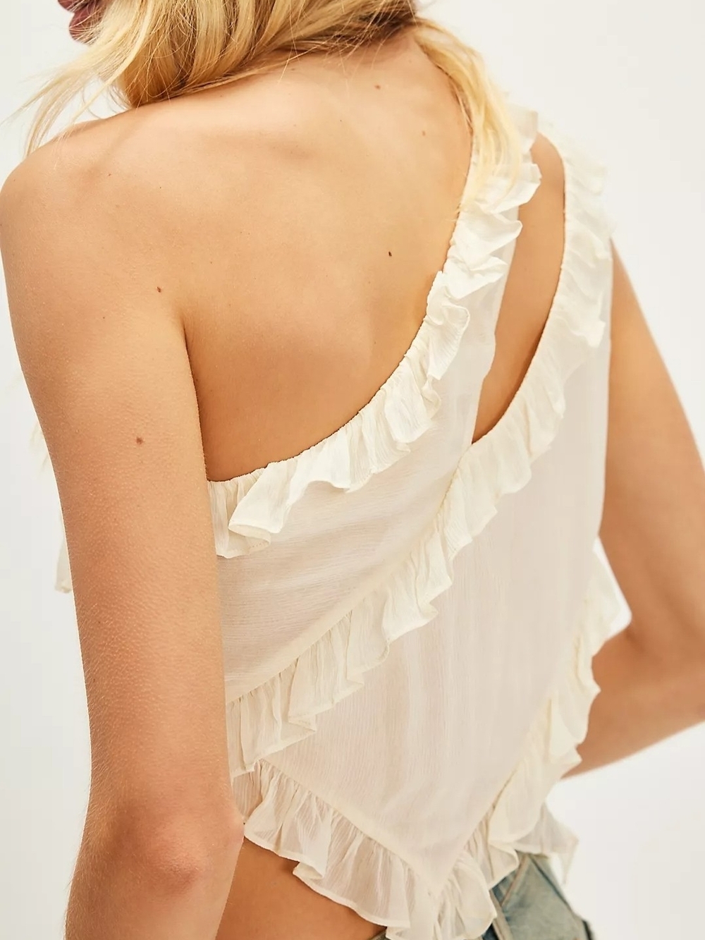 Free People Hollie One Shoulder Top Size Large - Free People Blouse Ruffles - Picture 5 of 9